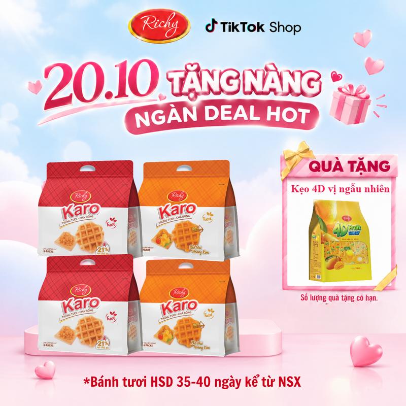 Combo 4 Túi Karo Richy Trứng Tươi Chà Bông 3 Vị Chà Bông Sợi Gà Phô Mai Hoàng Kim