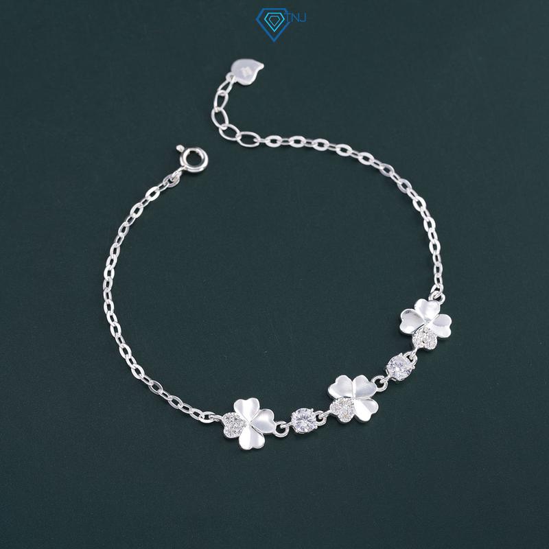  Lắc tay bạc nữ cỏ 4 lá may mắn vòng tay đẹp cho nữ đính đá cá tính LTN0092 