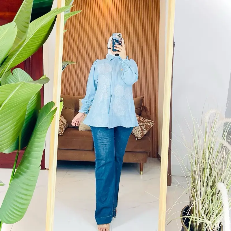 Atasan wanita terbaru//kemeja katun lembut bordir hayda 6
