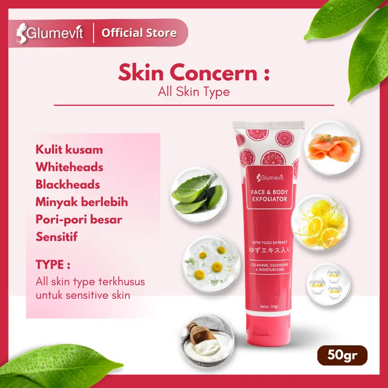 [GM08] Glumevit Exfoliating Gel 50gr - Gel Penghilang Daki dan Sel Kulit Mati - Cocok Untuk Wajah dan Badan 4
