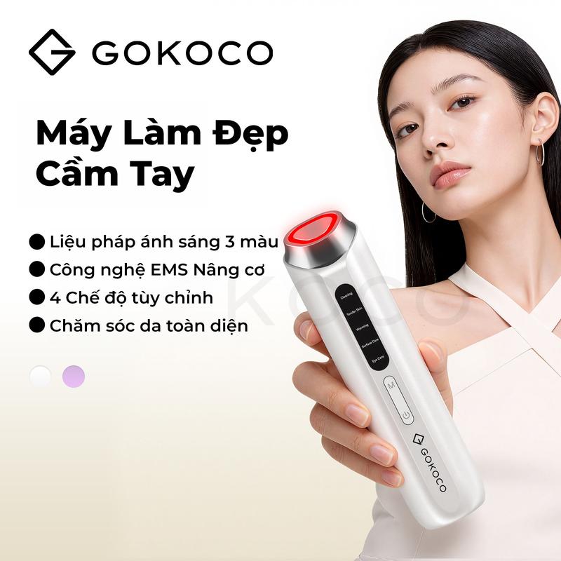 Máy Làm Đẹp Cầm Tay Đa Chức Năng EMS Nâng Cơ Hình Chữ V Liệu Pháp Ánh Sáng 3 Màu Chăm Sóc Da 4 Cấp Độ Siêu Nhẹ 145g