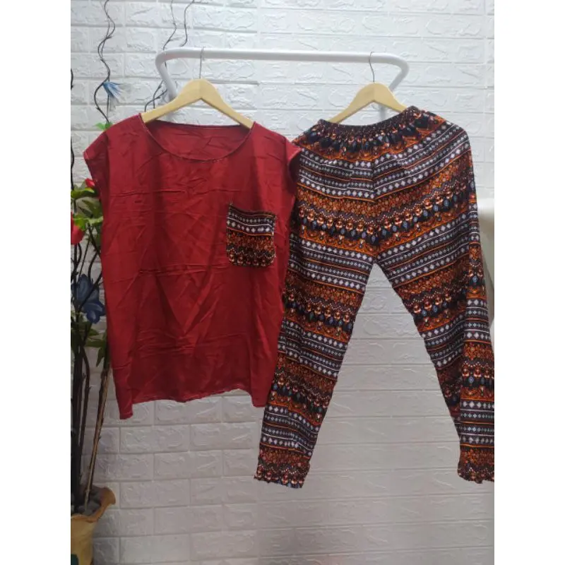 Setelan kombinasi celana panjang ( Motif Random) 0