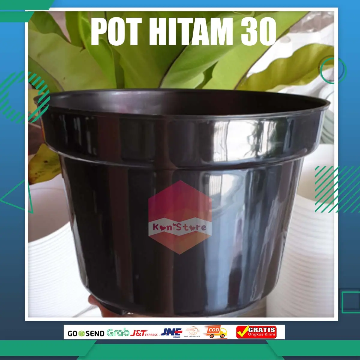 Pot Bunga Hitam 30 cm