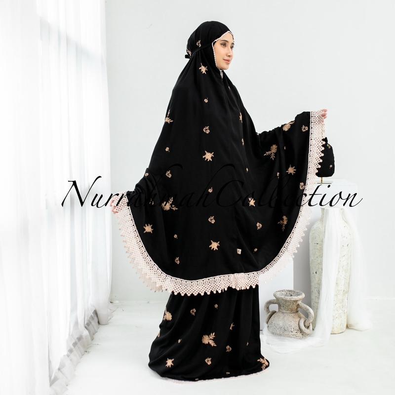 Mukena Dewasa Katun Rayon Twill Bunga Milo 1