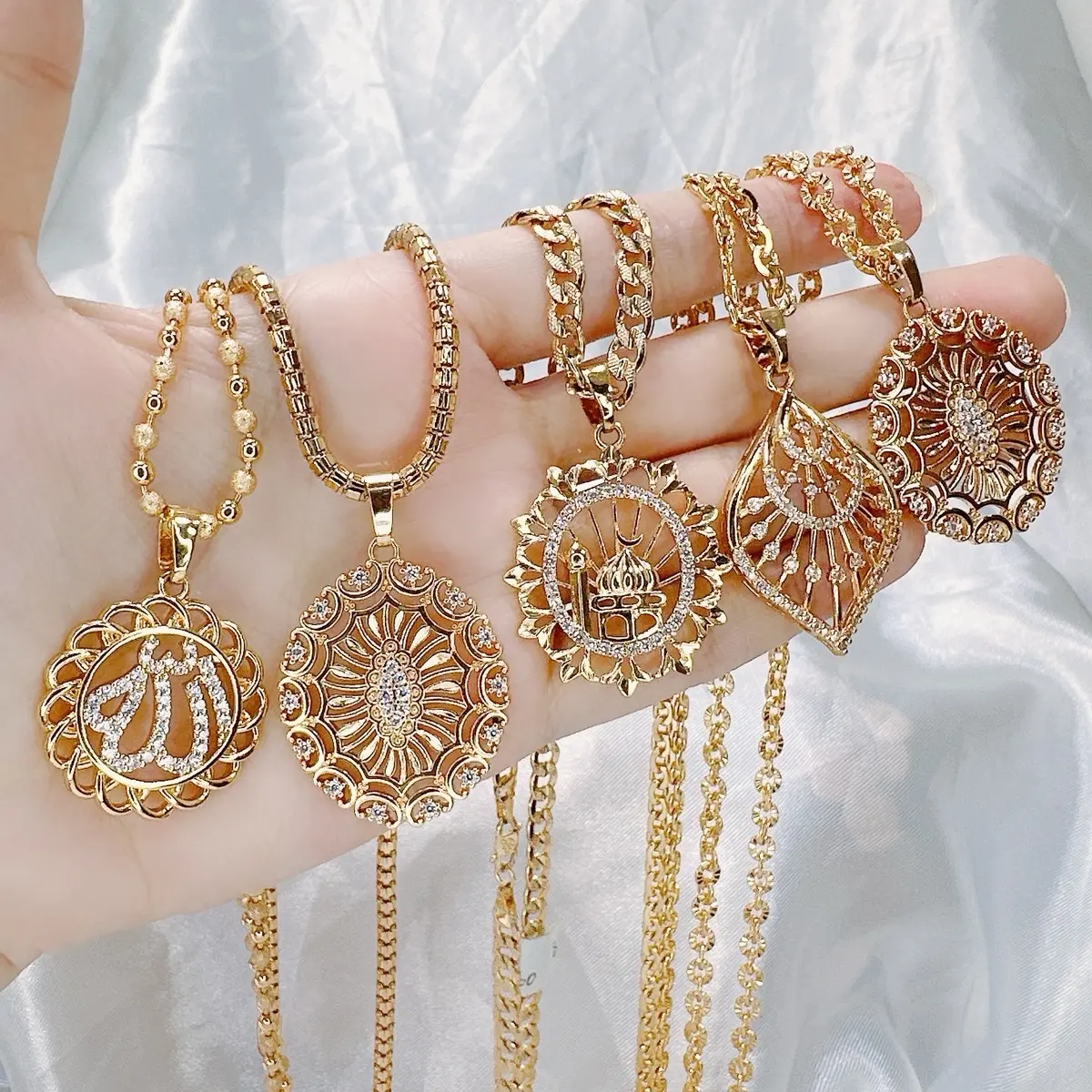 (Beli Produk apapun 2 bonus 1 cincin) K22 Kalung Hijab  set liontin permata cantik perhiasan xuping aksesoris wanita
