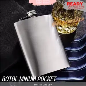 Botol pocket Stainless 280ml Hip Flask 10oz liquor botol minuman keras
