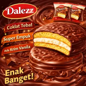 Dalezz Choco Pie Marshmallow  Lumer di Mulut & Super Enak  Halal ️ BPOM Aman, Snack Anak Favorit & Camilan Viral Kekinian  Isi 30g x 10/14/18 pcs, Wajib Coba untuk Penggemar Coklat!
