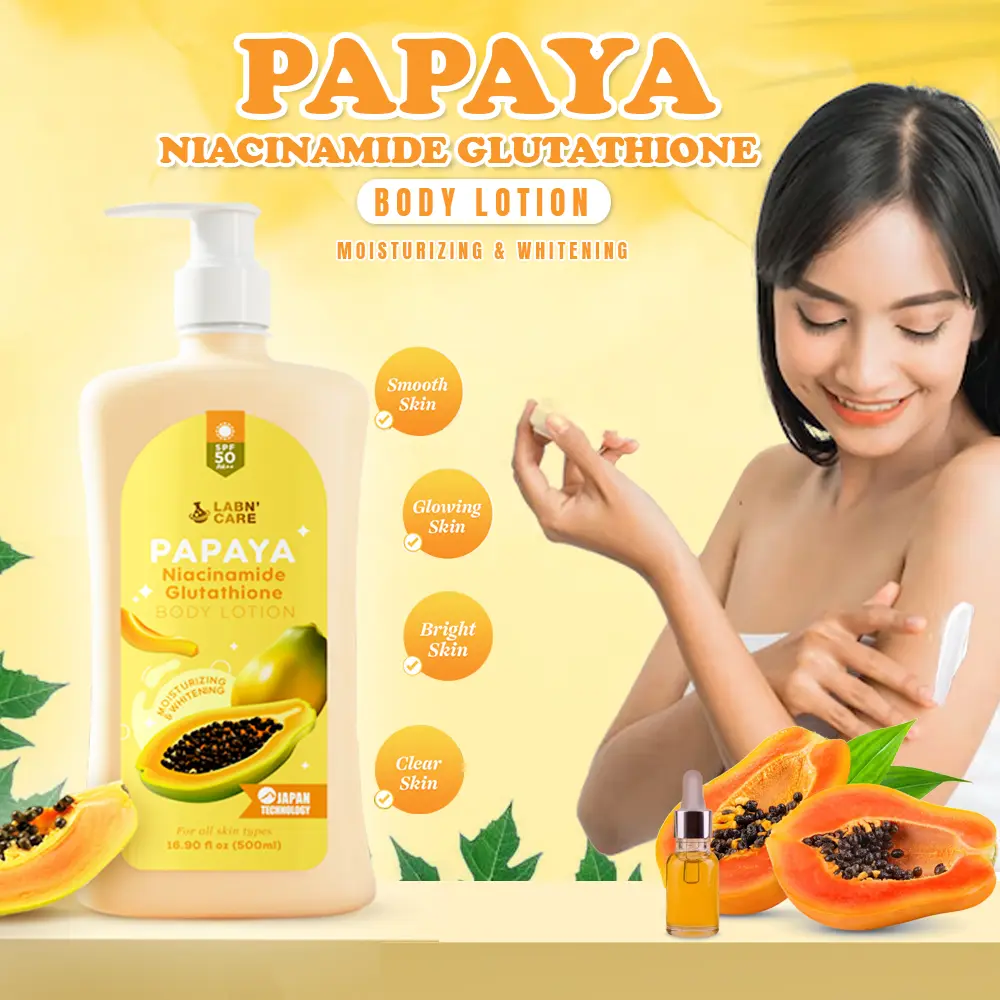 LABN'CARE PAPAYA Glutathione & Niacinamide Body Lotion SPF 50 PA++ Moisturizing Brightening Papaya Scent for Acne Discoloration Lightening Daily Use - TikTok Shop Philippines LABN'CARE PAPAYA Glutathione & Niacinamide Body Lotion SPF 50 PA++ Moisturizing Brightening Papaya Scent for Acne Discoloration Lightening Daily Use - TikTok Shop Philippines