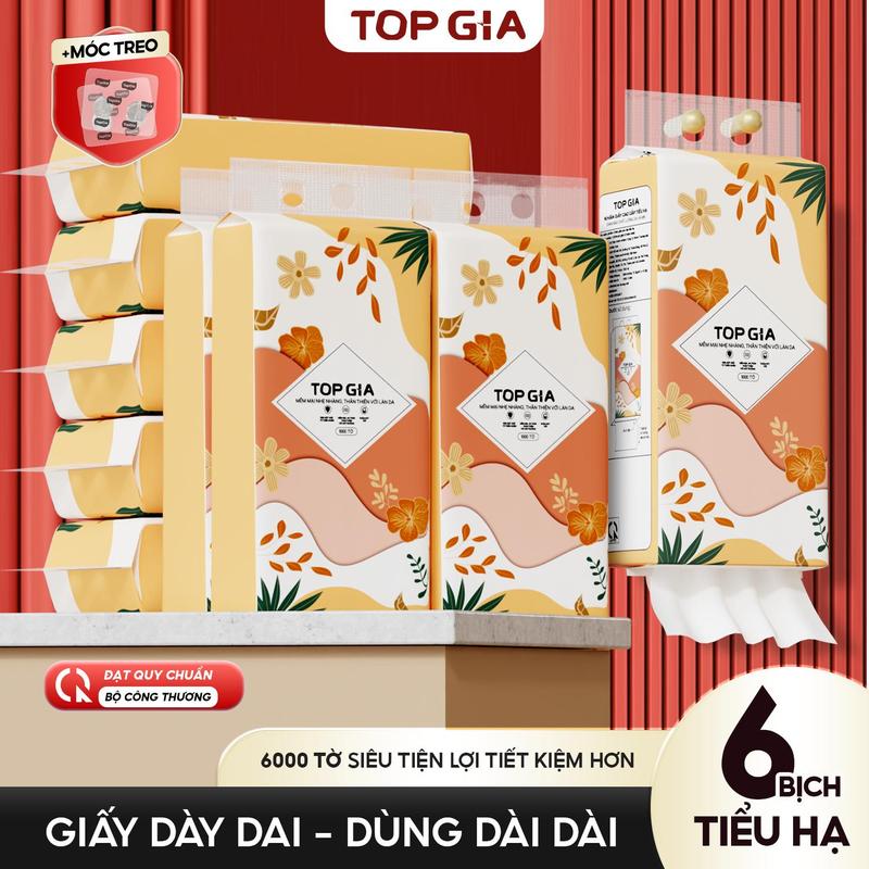 DEAL COMBO ĐỘC QUYỀN Thùng 6 Bịch Khăn Giấy Rút Đáy Tiểu Hạ TOP GIA 4 Lớp Mềm Mịn Thành Phần Bột Gỗ Tự Nhiên Thân Thiện An Toàn Khăn Giấy Vệ Sinh 1000 tờ 4 lớp Giấy Vệ Sinh giấy rút ĐẠT QUY CHUẨN CỦA BỘ CÔNG THƯƠNG VTG86 NTrinh