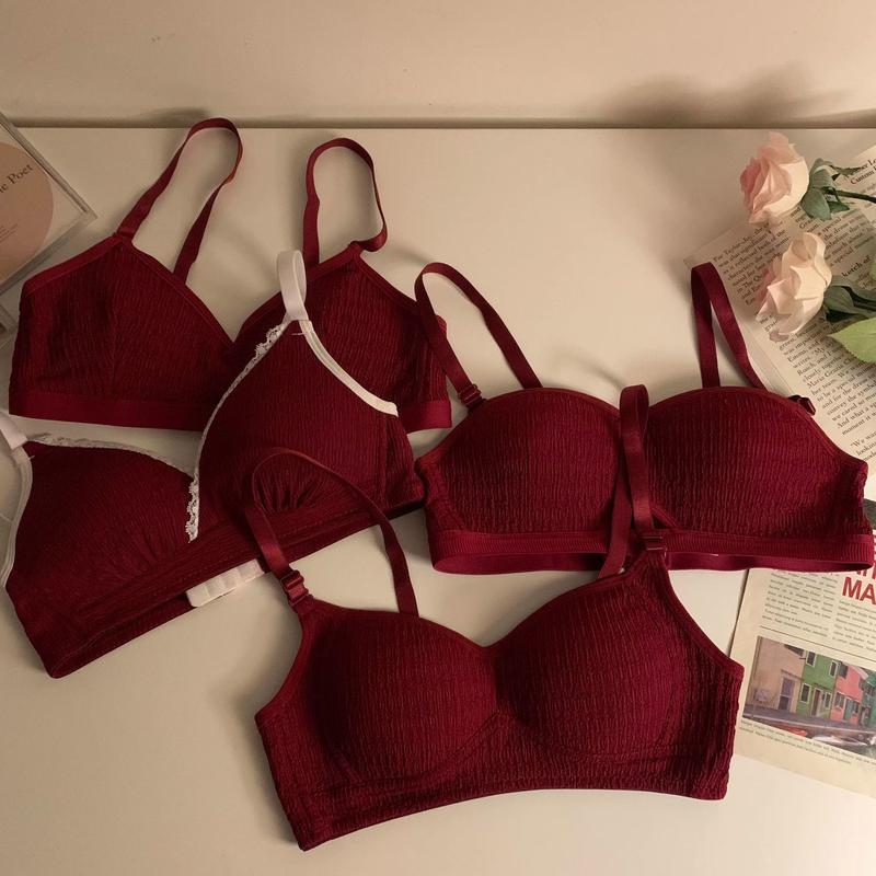 Year of Birth Dragon Lucky Underwear for Women Push up Push up Anti-Sag Wireless Red Wedding Bra Set 03 3
