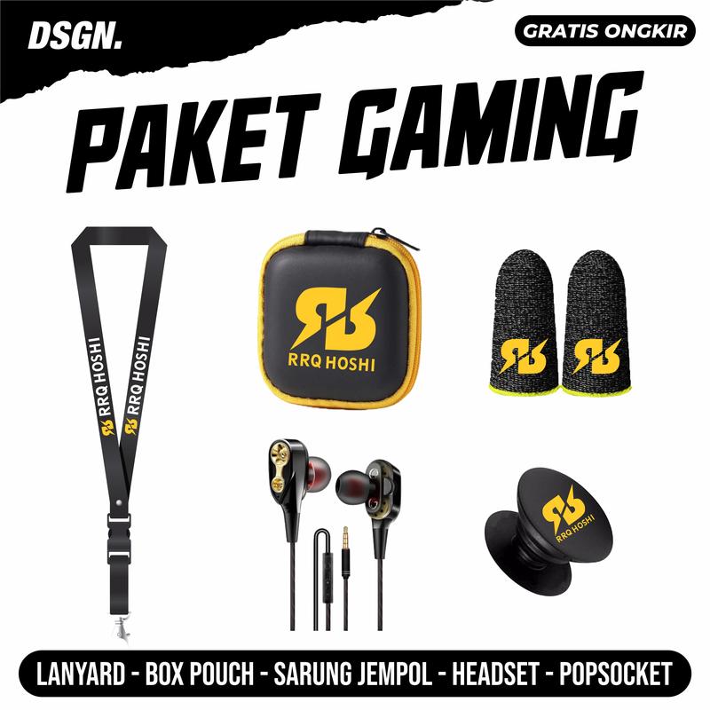 RRQ PAKET GAME SARUNG JEMPOL ANTI KERINGAT LANYARD BOX POUCH HEADSET ...