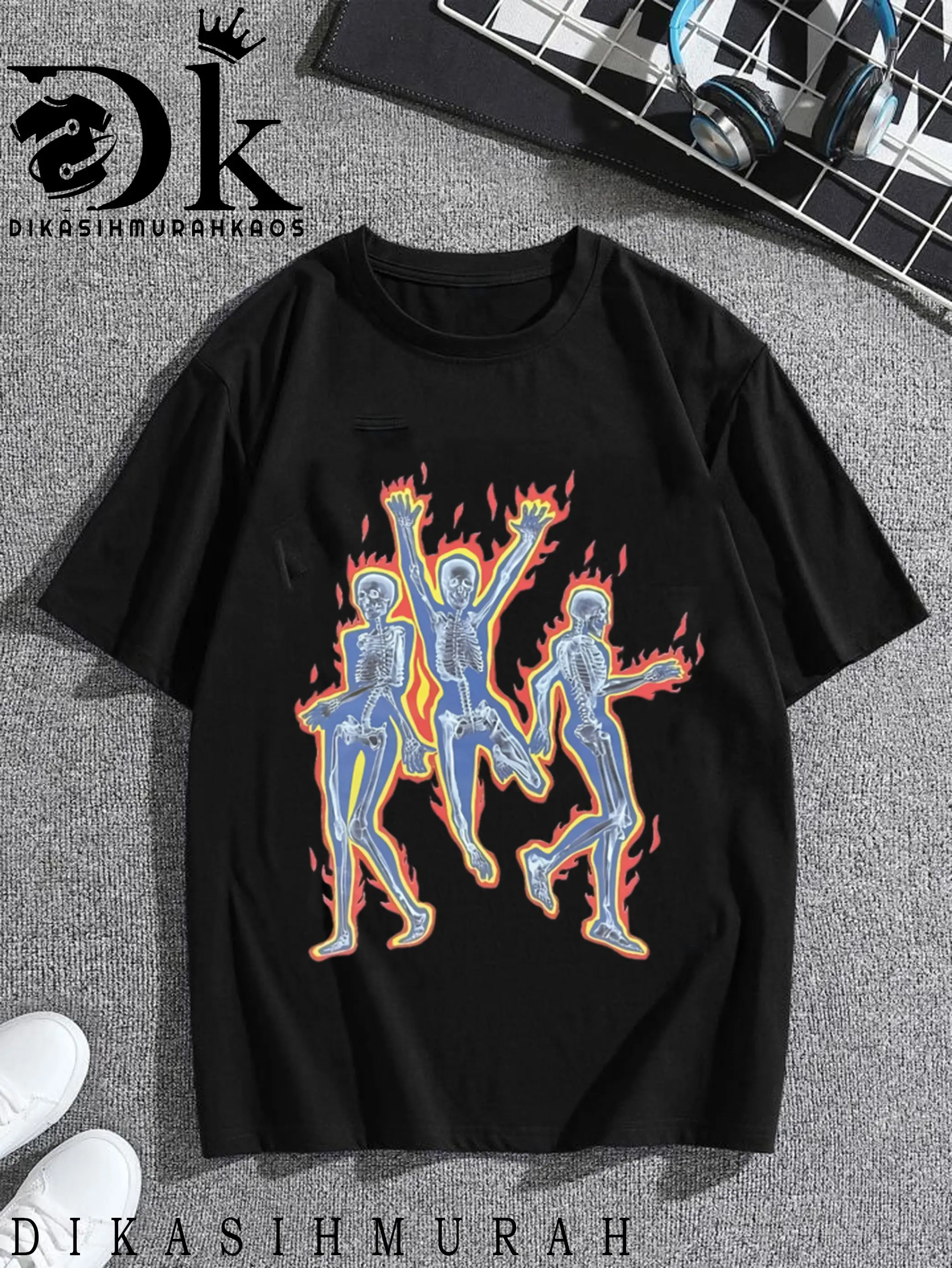 DIKASIHMURAH KAOS - T-Shirt gambar KAOS tengkorak cassual Kaos gambar FF - DTF - Catton Combed 30s - Pria Dewasa - Unisex - Satuan/Lusinan - Bisa request foto dan nama - COD baju skena cowok
