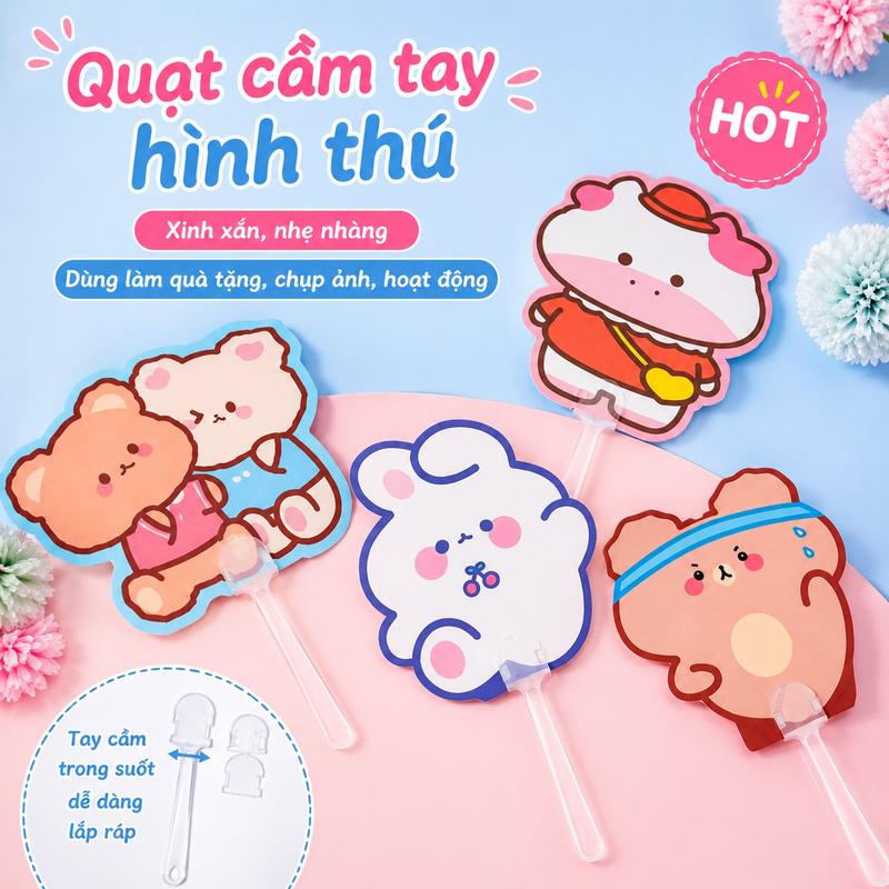 Quạt cầm tay hình thù kỳ lạ dễ thương kiểu hoạt hình mùa hè, quạt nhựa cầm tay…