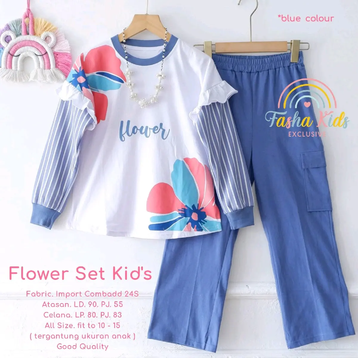 New Flowerrrs set kids teen setelan kaos anak remaja usia 8-13tahun bahan combed
