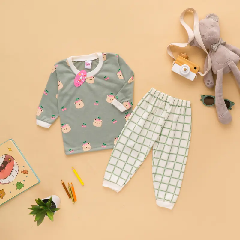 Setelan Anak & Bayi Unisex Squared Stripe Pajamas/ Baju Anak Perempuan/ Baju Bayi / Baju Anak Perempuan / Setelan Bayi Perempuan Laki Laki/ Pakaian Anak / Xiao Wei 5