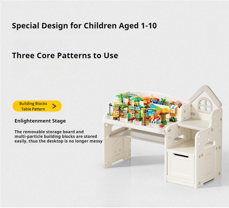 Product Introduction of 【GraceLife】4 in 1 Kids Study Table With Chair/Storage Cabinet/Free Gift（Blocks/Brushes/Eraser） 36