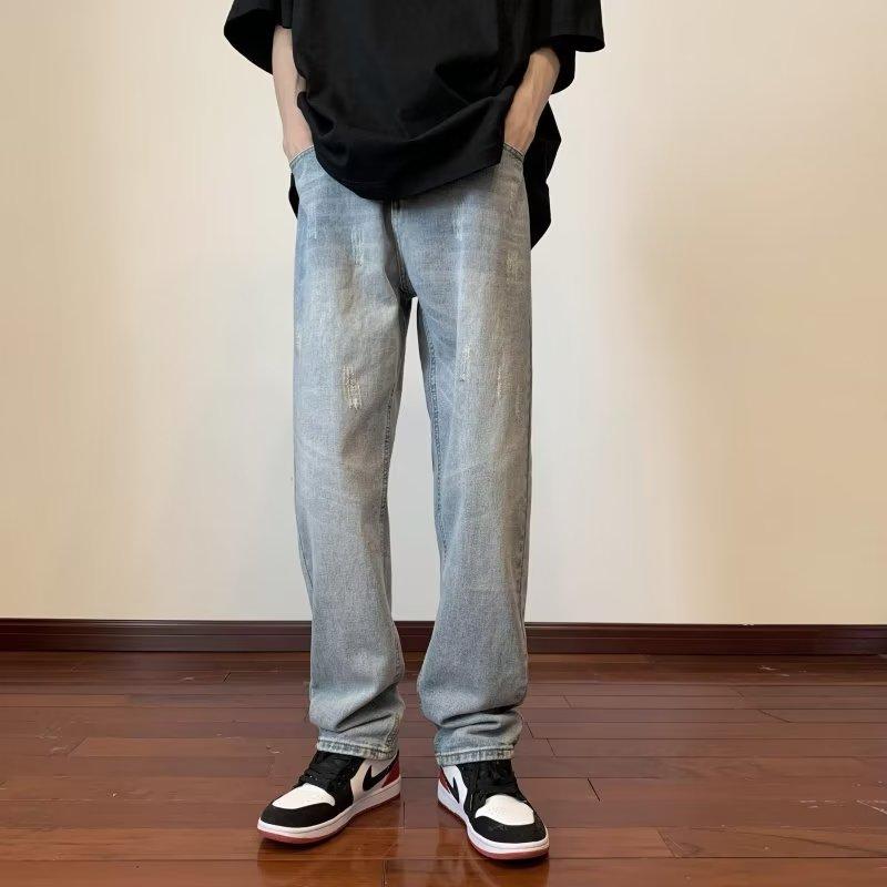 Quần jean nam màu sáng, phong cách Mỹ, thương hiệu trendy, hot trend Instagram, giặt mài làm cũ, ống đứng, phong cách high street casual, quần cityboy.
