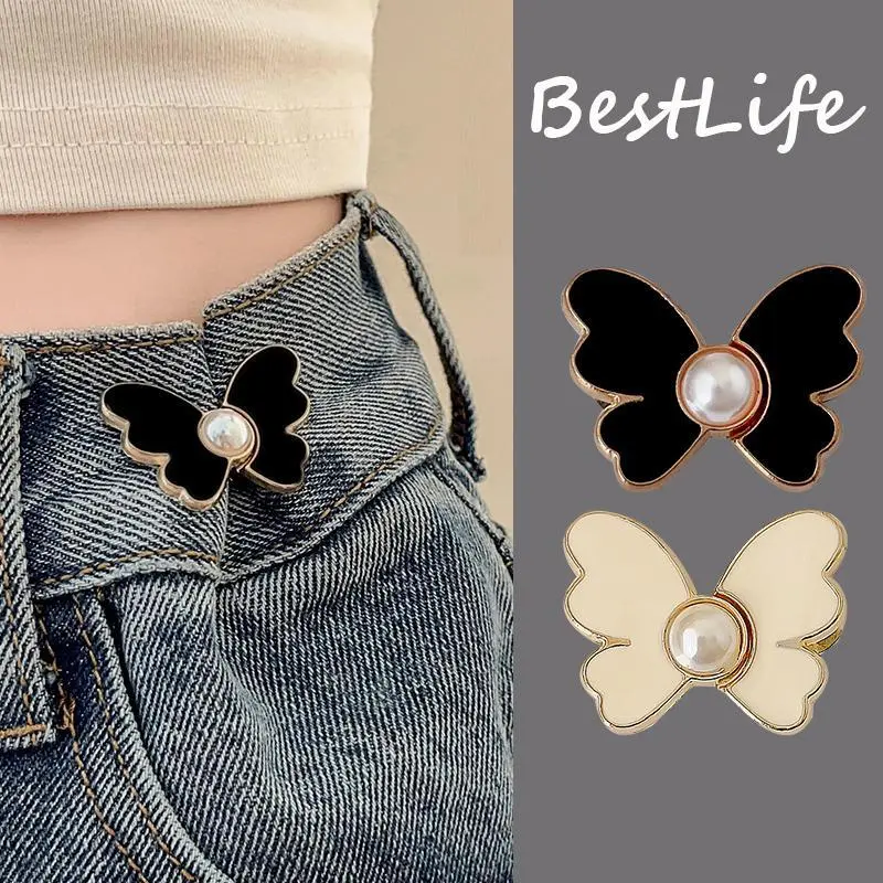 【Mga Espesyal Ngayon】Nail-free Jeans Butterfly Waist Buckle Removable Closing Artifact Invisible Snap Button for Tightening Waistband Pant