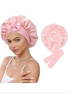 Tapa de dormir de satín con banda elástica para mujer, sombrero para el cabello con moño tipo seda, cuidado del cabello diario en casa, tela suave y elástica, para todas las estaciones