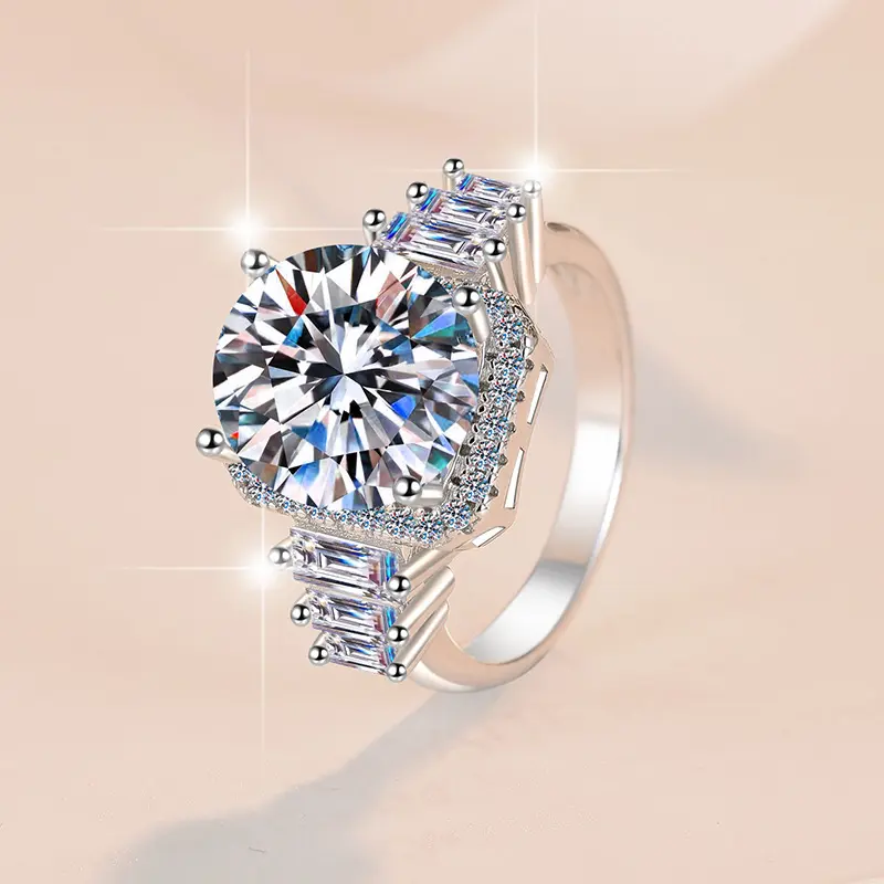 Charming Ring Women's 5 Carat Moissanite PT950 Platinum - 5 Carat 8 Hearts & 8 Arrows Ring, ld & Sparkling, Dating Piece