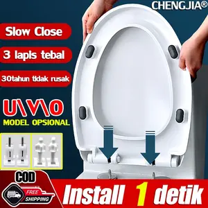 CHENGJIA Tutup closet Toilet Cover 100% universal Penebalan 3 lapis pemasangan peralatan gratis bisa dipasang atas bawah mudah dipasang untuk wanita U V O Tidak akan menjadi kuning tutup kloset kloset duduk closet duduk toto toilet duduk