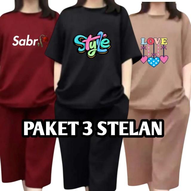 Product Introduction of Paket 3 Stelan kulot dewasa pendek celana 7/8 stelan dewasa viral stelan wanita dewasa warna RANDOM Setelan Santai 7