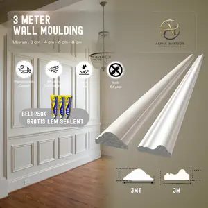 ALPHA - Wall Moulding 3 Meter List Plafon PVC Premium 3 4 6 8 CM / Lis Border Molding Dinding Plavon Rumah