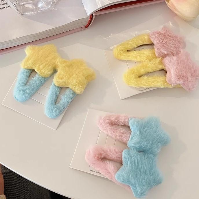 Kẹp Tóc Hình Ngôi Sao Bằng Vải Nhung Lông Cho Nữ, Phong Cách Hàn Quốc, Ins, Dễ Thương, Ngọt Ngào, Quà Tặng Sinh Viên 8