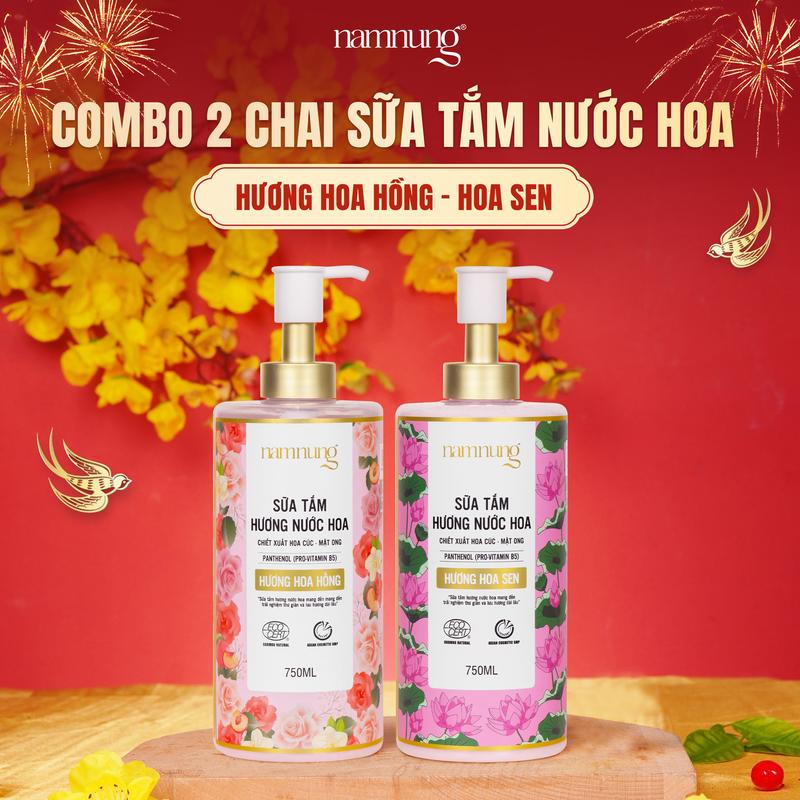 FLASH SALE COMBO TIẾT KIỆM 2 chai Sữa tắm nước hoa mật ong NamNung hỗ trợ dưỡng ẩm trắng da Bigsize tiết kiệm 750ml*2 Chăm sóc da Chăm sóc body nữ - Giảm 39%