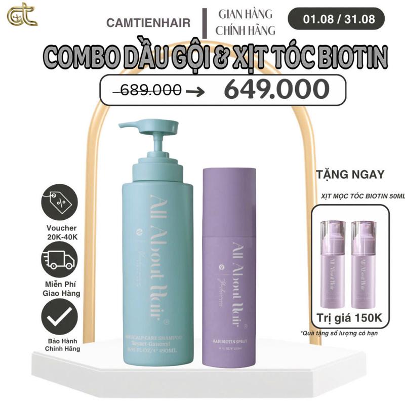 BỘ 2 SẢN PHẨM XỊT TÓC VEGAN 2025 & DẦU GỘI NHÀ ALL ABOUT HAIR