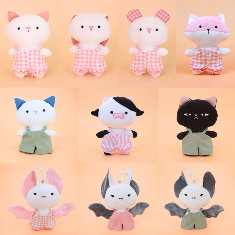   tặng móc khoá silicon  Thú bông mini vải nỉ nhung thỏ hồng mèo hồng chuột hồng cáo hồng dơi hồng dơi xám Tiệm tạp hoá Nhà May có kèm trang phục 