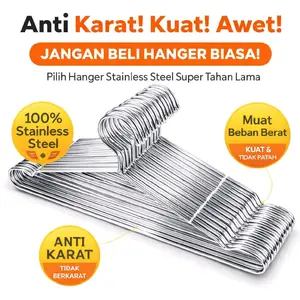 (ISI 60pcs) Gantungan Baju Tebal Anti Karat Murah Gratis Ongkir Hanger Stainless Kawat Promo Kuat Lentur Tahan Lama Cocok Rumah & Laundry bajukawat