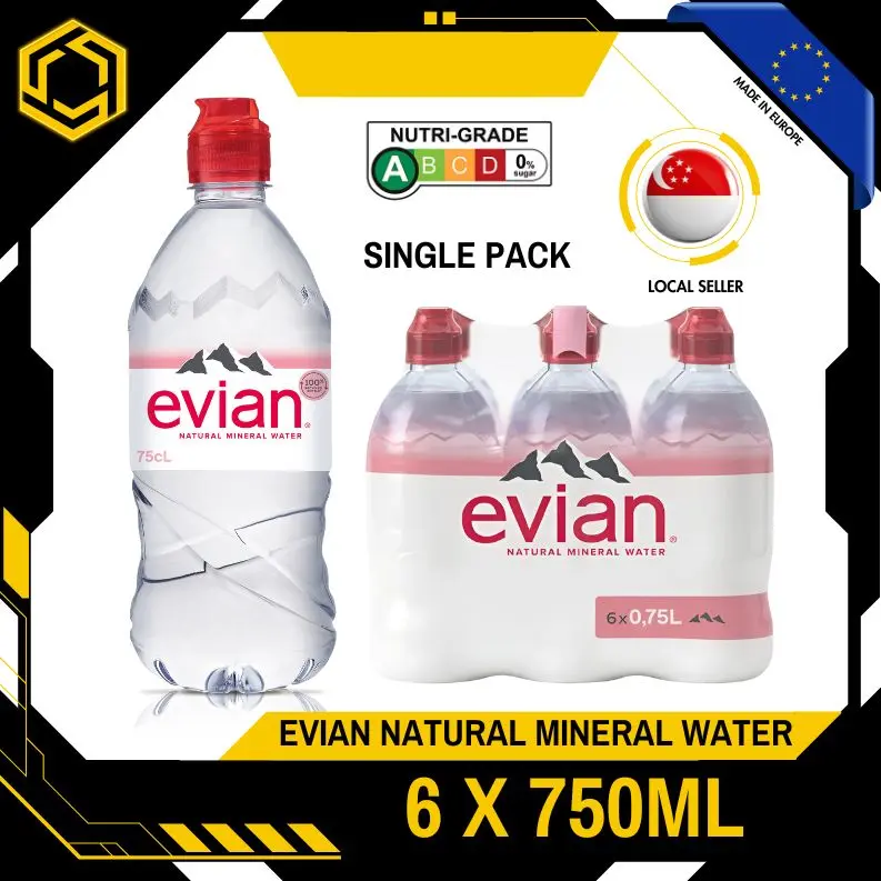 [SINGLE PACK] EVIAN Mineral Water Sportscap 750ML X 6 (BOTTLE)