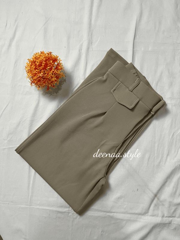Oro Pants Knit Celana Panjang Korean Style Wanita Highwaist Anti Kusut Nyaman Casual Basic Kulot Formal Loose Kantor Variasi Kantong Karet ivory outfit ootd 6
