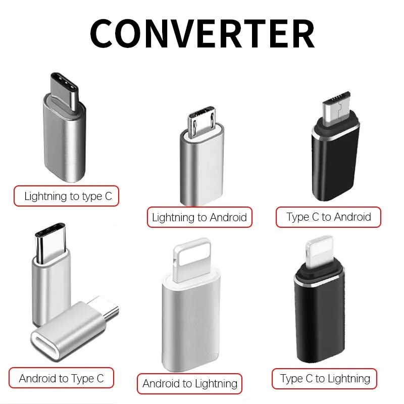 Adapter  Micro USB to type c/type C to micro usb/type C to micro usb/type C to lightning/micro USB to L  adapter for all mobile phone models