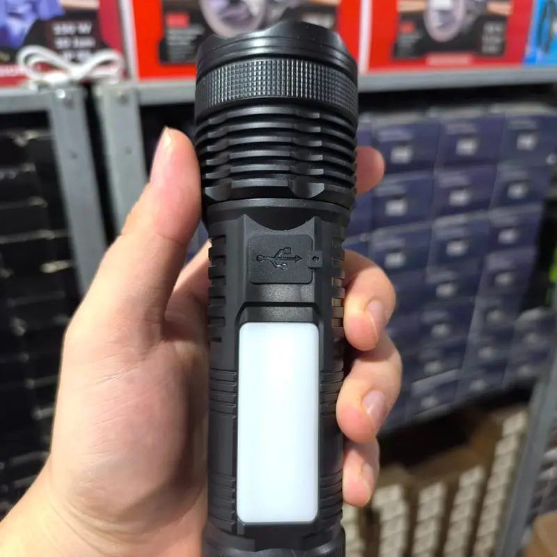SENTER LED 2 CAHAYA 2458 - BISA DI ZOOM - CAHAYA TERANG - JARAK JAUH - INDIKATOR DIGITAL - BISA JADI POWERBANK - TYPE-C 5