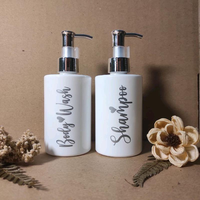 Botol Sabun Cair 250ml Botol Sabun dan Botol Sampo Putih Hitam Botol Sabun Shampo Aesthetic Gold Silver Pump Plastik (TB1) 4