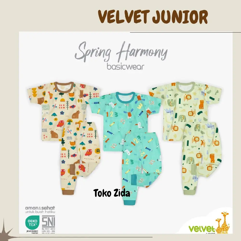 VELVET JUNIOR Terbaru Setelan oblong pendek celana panjang bayi Bayi