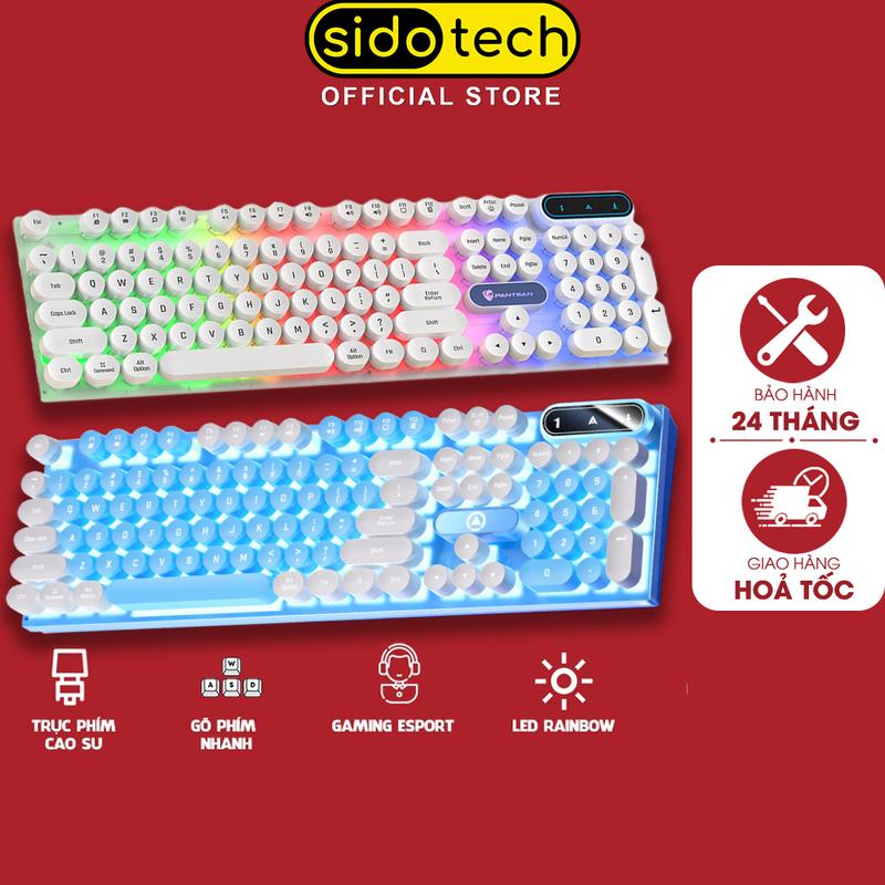 Bàn phím máy tính nút tròn SIDOTECH K600 gaming giả cơ 104 key đèn led chống nước công thái học hành trình phím vừa phải chơi game làm việc văn phòng tốc độ phản hồi cao cảm giác gõ phím tốt