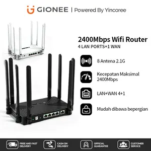 Yincoree Wifi 8 Extendable Wireless Gaming Router 400m² Liputan 1200Mbps 8x5dBi Antena Dual Band WiFi 6 Keamanan Internet Gratis, Mode Repeater / Router / AP, 4 Port LAN Cepat + 1 Port WAN, Wifi Extender Tanpa kabel Wi fi Repeater Signal Booster, Adaptor