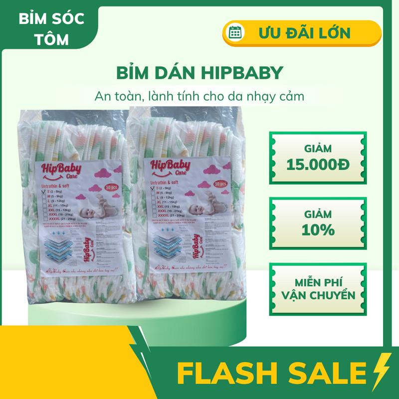COMBO 100 miếng bỉm dán HipBaby phiên bản nâng cấp đủ các size S M L XL 2XL hàng đẹp Cho Bé tã tả baby hip giga