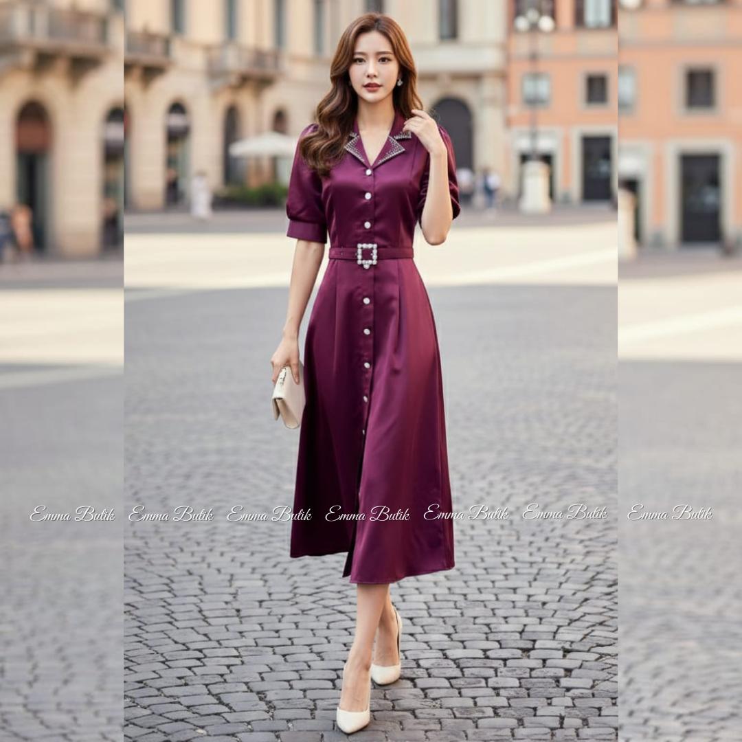 Emma.Butik E00731 Gaun Pesta Wanita Dress Midi Formal Kondangan Mewah Manik Busui Friendly A-line Pentas Emma.Butik E00731 Gaun Pesta Wanita Dress Midi Formal Kondangan Mewah Manik Busui Friendly A-line Pentas