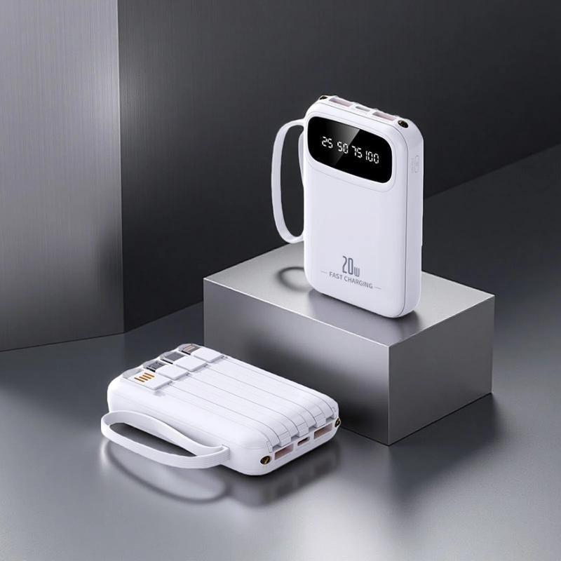 Pin dự phòng di động , sạc 5 điện thoại di động cùng lúc, đi kèm với 4 cáp sạc tháo rời, Android/Type-C/iPhone 20000mAh