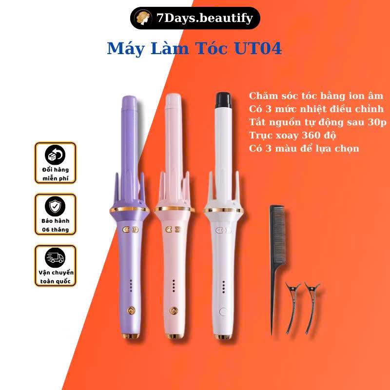 Máy uốn tóc xoăn tự động 7Days. Beautify Automatic Curler cao cấp kiểu Hàn Quốc UT04 Trục 28mm