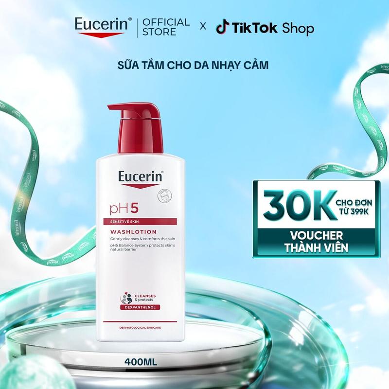  Sữa Tắm Cho Da Nhạy Cảm Eucerin pH5 Washlotion 400ml - Skincare Làm Đẹp Da 