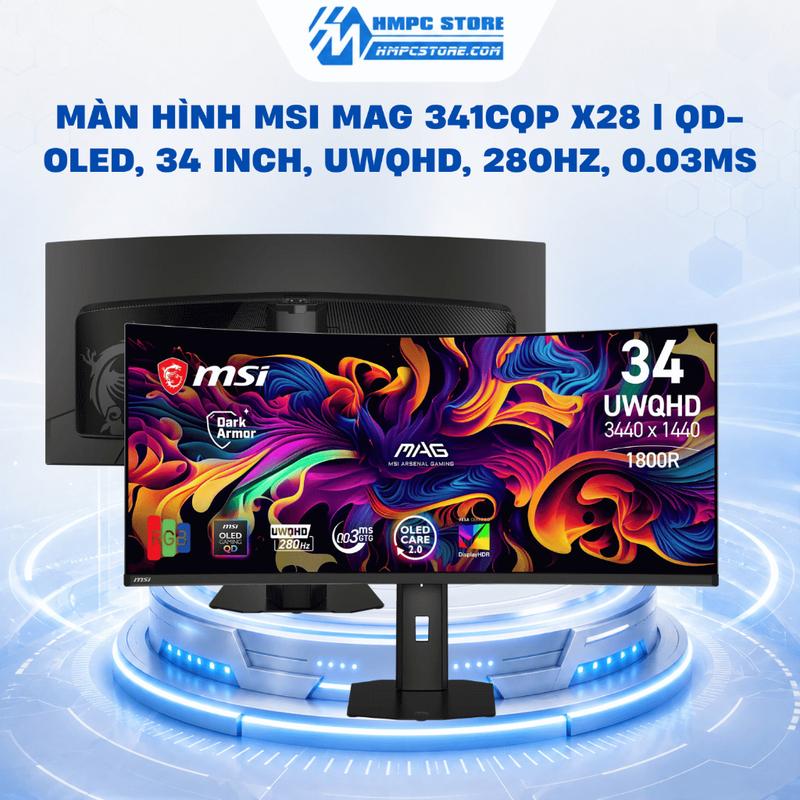 Màn hình Gaming MSI MAG 341CQP X28 | QD-OLED, 34 inch, UWQHD, 280Hz, 0.03ms, Bảo hành 36 tháng
