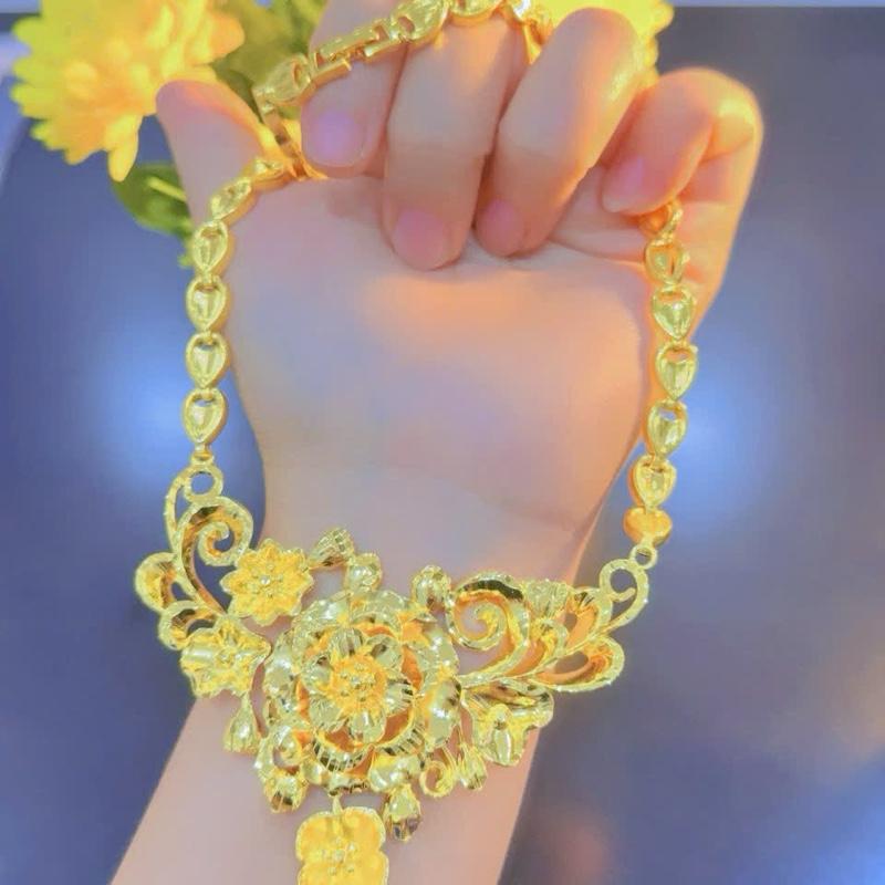 Dây chuyền D19 hoa mai 24 xinh Cô Dâu đeo hợp ngày cưới hỏi đi tiệc dây chuyền phụ kiện trang sức