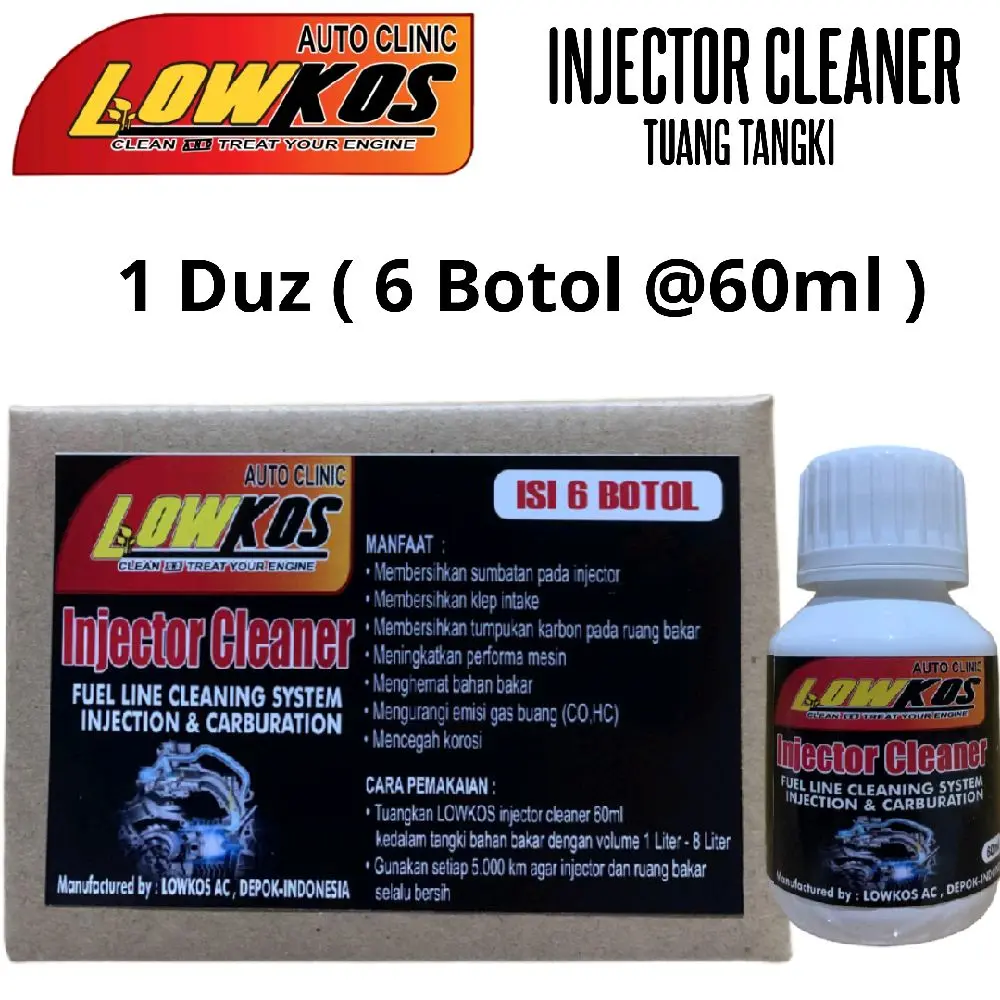 LOWKOS 1 Dus (6 Botol) Injector Cleaner 60ml Cairan Pembersih Injeksi Motor