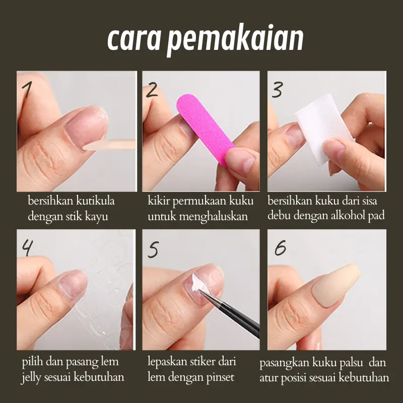 5SET ISI 24PC LEM KUKU FAKE NAILS Art Nail Glue LEM TEMPEL Stiker Silicone Tape Kuku Palsu 5
