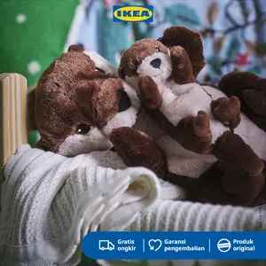 IKEA SKOGSDUVA Boneka Berang-Berang dengan Bayi Cokelat Krem 45cm Set Isi 2pcs